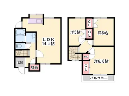 ロレーヌハイツ宝殿4(3LDK/1階)の間取り写真
