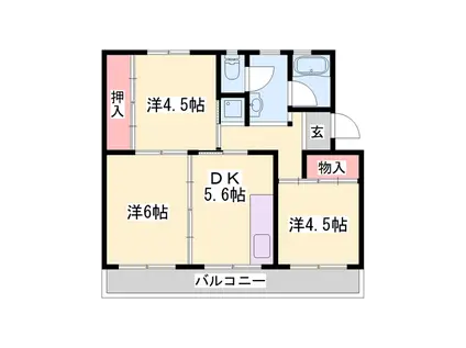 ビレッジハウス志染(3DK/2階)の間取り写真