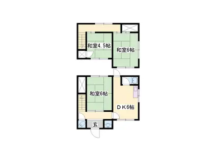 姫新線 余部駅 バス乗車時間：13分 御立中三丁目バス停で下車 徒歩2分 2階建 築54年(3DK)の間取り写真