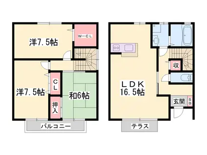 パークハイム壱番館 D棟(3LDK/1階)の間取り写真