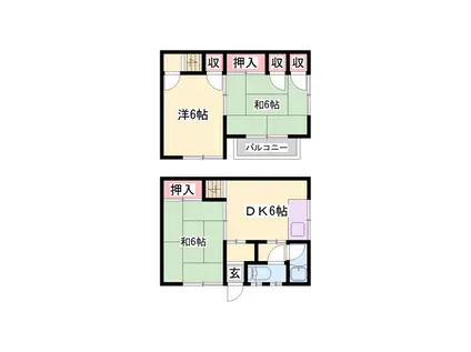 山陽電気鉄道本線 妻鹿駅 徒歩23分 2階建 築46年(3DK)の間取り写真