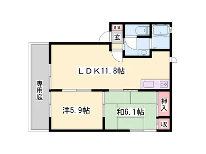 ディアス柿の木(2LDK/1階)の間取り写真