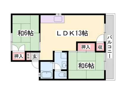ハイツラポールB(2LDK/2階)の間取り写真
