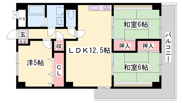 メゾン花北(3LDK/5階)の間取り写真