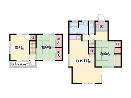 山陽本線 姫路駅 バス乗車時間：30分 清水橋バス停で下車 徒歩6分 2階建 築51年(3LDK)の間取り写真