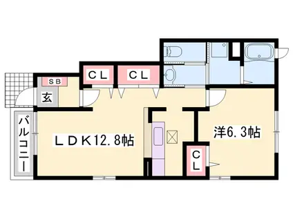 サンセールⅣ(1LDK/1階)の間取り写真