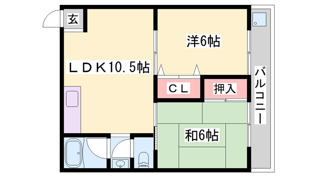 リノグランベル姫路(2LDK/4階)の間取り写真