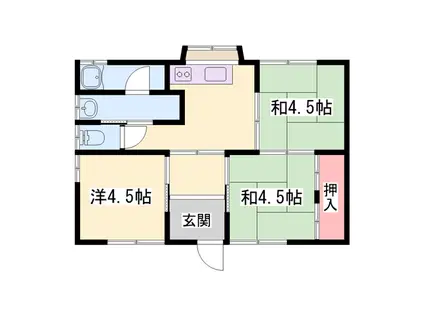 赤穂線 播州赤穂駅 徒歩7分 1階建 築39年(3K)の間取り写真