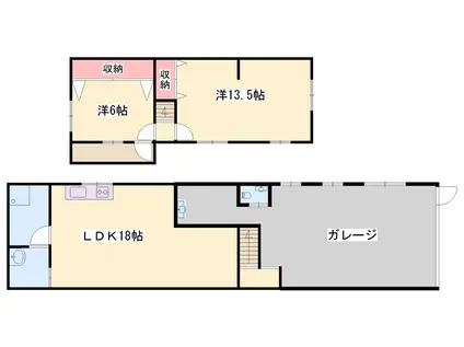 山陽電気鉄道網干線 夢前川駅 徒歩4分 2階建 築52年(2LDK)の間取り写真