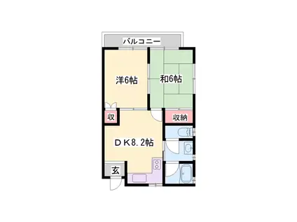 ハイツメイフェア(2DK/2階)の間取り写真