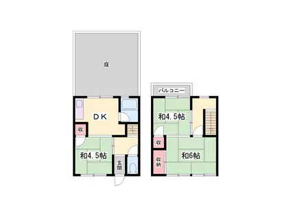 山陽本線 姫路駅 バス乗車時間：20分 大池台バス停で下車 徒歩3分 2階建 築63年(3DK)の間取り写真