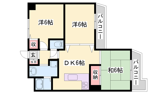 プレステージ姫路妻鹿(3DK/8階)の間取り写真