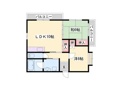 ニードルコート(2LDK/3階)の間取り写真