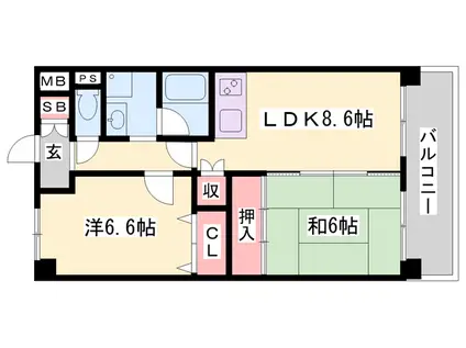 リアライズ加古川1(2LDK/2階)の間取り写真