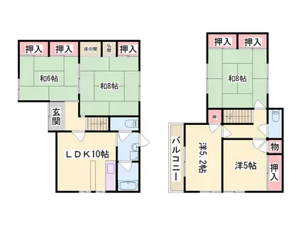 加古川線 西脇市駅 徒歩15分 2階建 築45年(5LDK)の間取り写真
