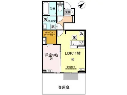 D-ROOM上滝野(1LDK/1階)の間取り写真