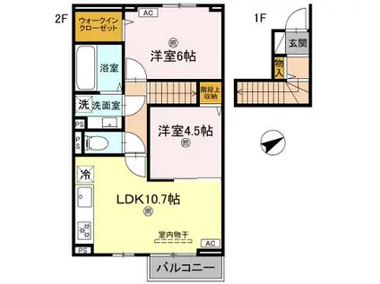 D-ROOM上滝野(2LDK/2階)の間取り写真