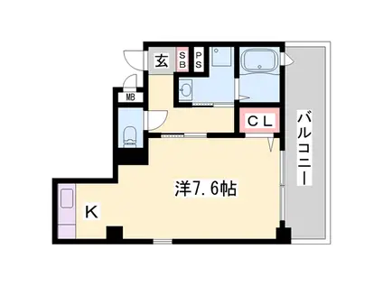 アモーレ二階町(1K/2階)の間取り写真