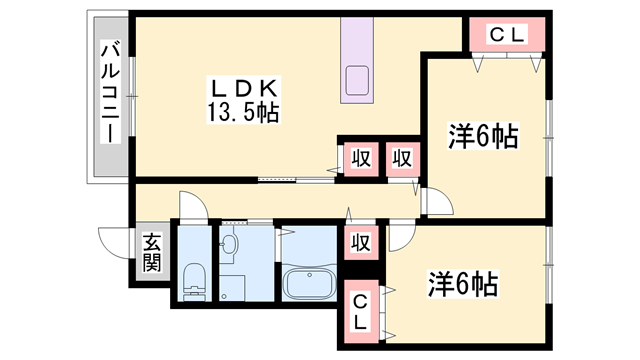 メゾンひまわり(2LDK/1階)の間取り写真