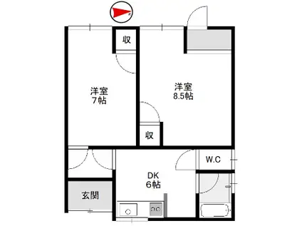 赤穂線 相生駅(兵庫) 徒歩12分 1階建 築52年(2DK)の間取り写真