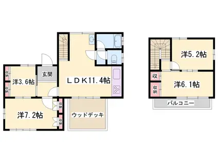 姫新線 本竜野駅 徒歩21分 2階建 築52年(4LDK)の間取り写真