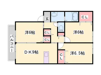エクレール C棟(3DK/1階)の間取り写真