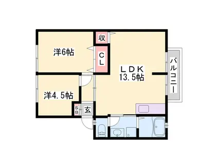 バンブーヒル(2LDK/2階)の間取り写真