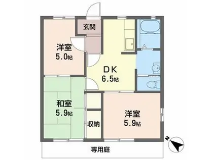 フレグランスH・M(2LDK/1階)の間取り写真