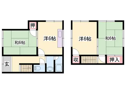 山陽電気鉄道網干線 夢前川駅 徒歩14分 2階建 築36年(3DK)の間取り写真