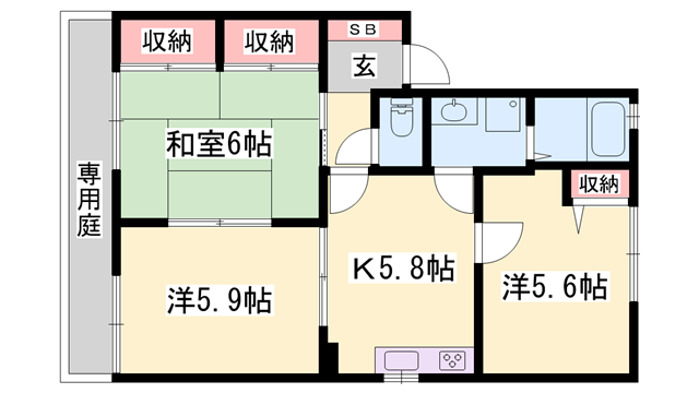 フォーレス塩屋(3DK/1階)の間取り写真