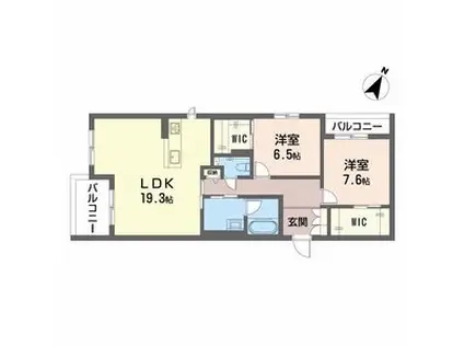 カーサグラス エステ(2LDK/2階)の間取り写真