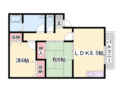 ハイカムールエレガンス(2LDK/2階)の間取り写真
