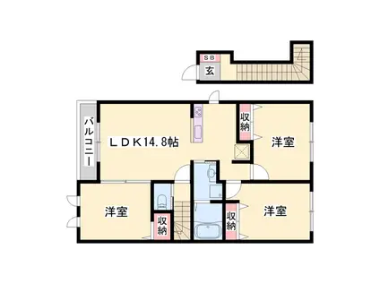 クラヴィエ花水木Ⅱ(3LDK/2階)の間取り写真