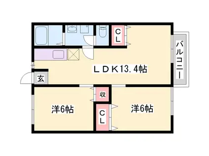 メゾン白国2号棟(2LDK/2階)の間取り写真