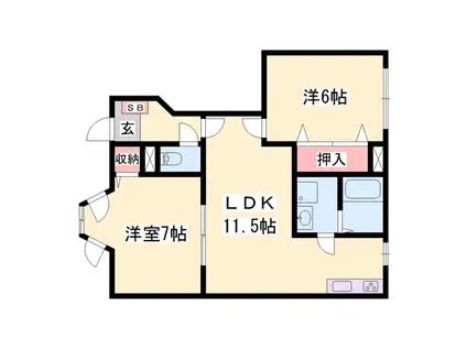 レジデンス夢前(2LDK/1階)の間取り写真
