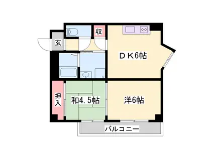 坪田ビル(2DK/5階)の間取り写真