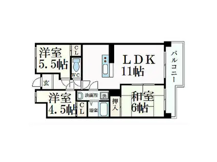 シティガーデン広畑(3LDK/2階)の間取り写真