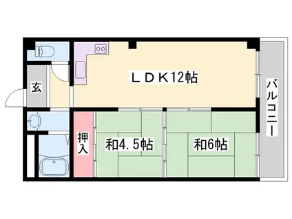 高島ビル(2LDK/2階)の間取り写真