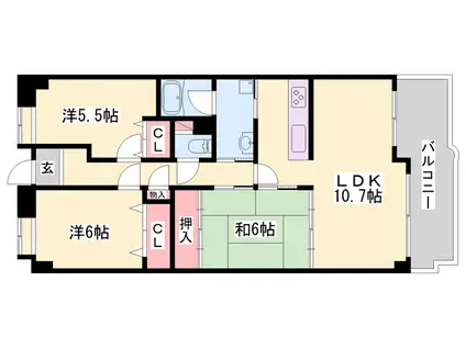 サンパティック的形(3LDK/9階)の間取り写真