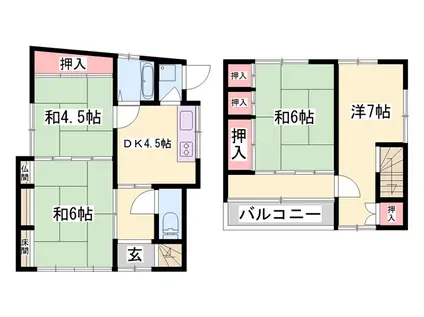 山陽電気鉄道本線 的形駅 徒歩4分 2階建 築55年(4DK)の間取り写真