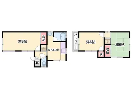 姫新線 播磨高岡駅 徒歩31分 2階建 築43年(3DK)の間取り写真