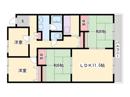 青山マンション(4LDK/2階)の間取り写真