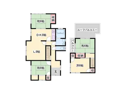 神戸電鉄粟生線 志染駅 徒歩21分 2階建 築45年(5LDK)の間取り写真