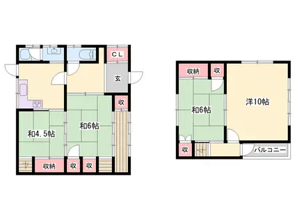 山陽電気鉄道本線 大塩駅 徒歩8分 2階建 築56年(4DK)の間取り写真