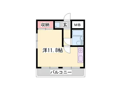 ハイツホワイトヘロン(ワンルーム/3階)の間取り写真