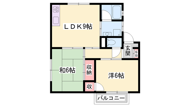 シャルム氷丘(2LDK/1階)の間取り写真
