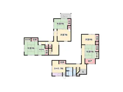 山陽電気鉄道本線 妻鹿駅 徒歩6分 2階建 築63年(6DK)の間取り写真