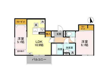 メゾン ド ソルテ A棟(2LDK/1階)の間取り写真