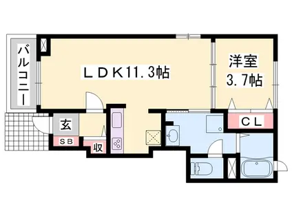 クレイン フィールドⅡ(1LDK/1階)の間取り写真