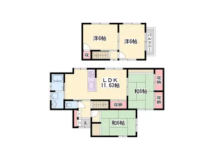 山陽本線 宝殿駅 徒歩21分 2階建 築49年(4LDK)の間取り写真